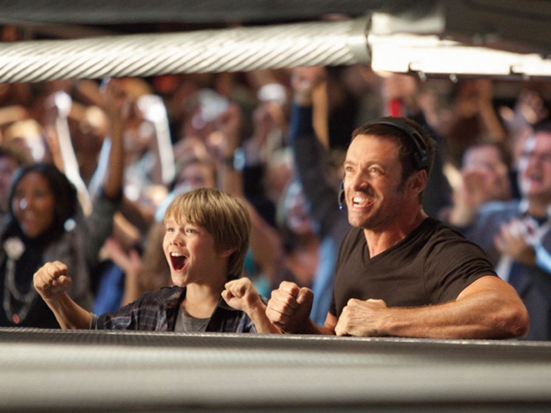 Hugh Jackman and Dakota Real Steel